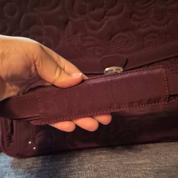 Vera Bradley Brown Laptop Bag with Embossed Floral Design - Picture 3 of 16